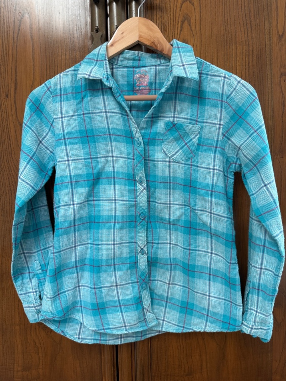 Aqua Plaid Button-Up Shirt